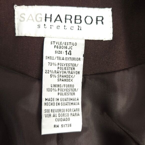 NWT Vintage Sag Harbor Stretch Womens Size 14 Brown Two Button Blazer Jacket - Picture 5 of 9